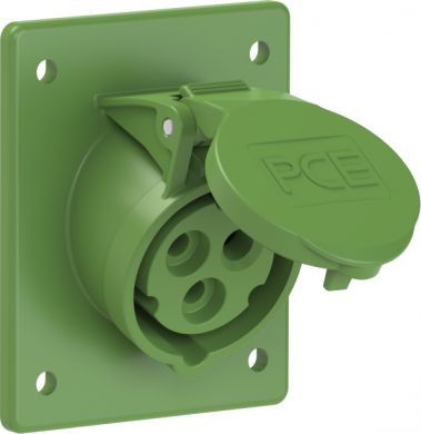 PCE CEE-flanged socket 3x16A(2P+PE) 2h IP44/IP54 80x97 sloping green 413-2F8 | Elektrika.lv