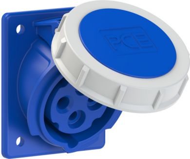 PCE CEE-flanged socket 4x16A (3P+PE) 9h IP67 70x85, blue, sloping 4142-9f78 | Elektrika.lv