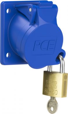 PCE CEE-flanged socket sloping (62x68mm) 16A 3p 6h IP44/IP54 TT locking 413-6TTF66 | Elektrika.lv