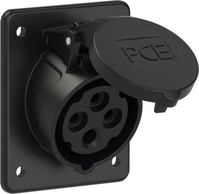 PCE CEE-flanged socket sloping (80x97mm) 16A 4p 6h IP44  black 414-6F8X | Elektrika.lv