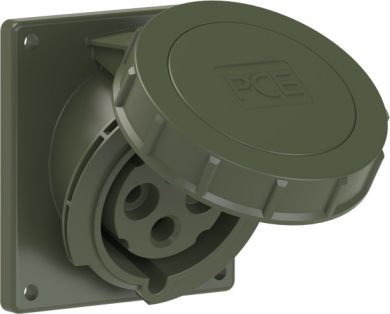 PCE CEE-flanged socket sloping (92x100mm) 32A 3p 6h IP67 bronze-green 4232-6.U | Elektrika.lv