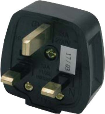 PCE Schutzkontaktstecker BS (british standard) 13A IP32 schwarz mit Sicherung 00200 | Elektrika.lv