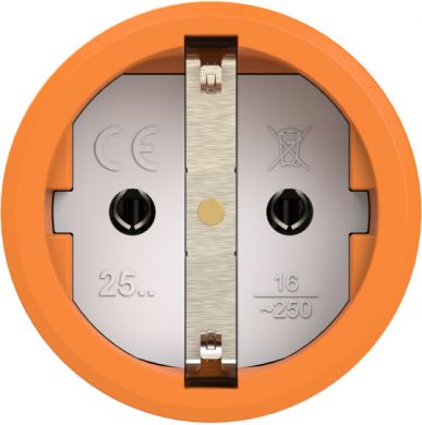 PCE Gumijas kontaktligzda 250V AC, 3x16A (2P+E), IP54, ar vāku, TPE/PA6, Taurus2, Schuko, oranža/melna 2511-OS | Elektrika.lv
