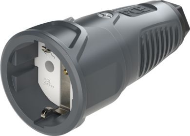 PCE Rubber socket outlet 250V AC, 3x16A (2P+E), IP20, TPE/PA6,, Taurus2, Schuko, grey 2510-AS | Elektrika.lv