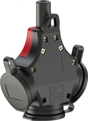 PCE Соединитель 3-х контактный, SCHUKO 3x16A (2P+E) 250V IP44 с крышкой, резина, черный/красный 24311-S5 | Elektrika.lv