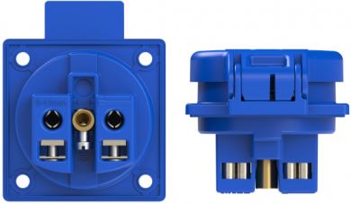 PCE Kontaktligzda SCHUKO ar vāku, 3x16A (2P+E), 250V, IP54, 50x50mm, zila P-NOVA+ 1050-0BW | Elektrika.lv