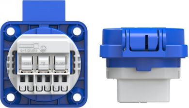 PCE Socket outlet SCHUKO 3x16A (2P+E), 250V IP54, 50x50 blue S-NOVA, screwless with shutter 109-0B | Elektrika.lv