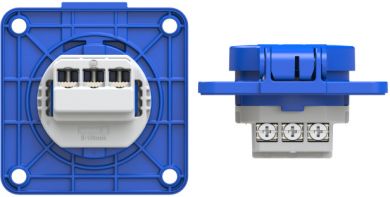 PCE Socket outlet with protective contact 70x70 nat shutter IP54 rear (blue) 105-7BC | Elektrika.lv