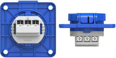 PCE Socket outlet with protective contact 70x70 fb shutter IP54 rear (blue) 104-7BC | Elektrika.lv