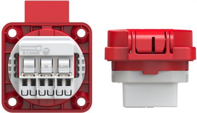 PCE Socket outlet with protective contact 50x50 fb shutter IP54 screwless (red) 108-0RC | Elektrika.lv