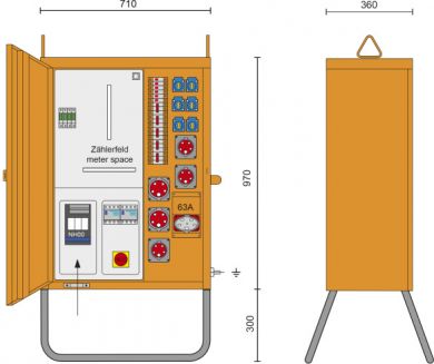 PCE Construction power distributor metal BV M-AVEV 63/321-6/UR2/A/K&auml;rnten 690100037 | Elektrika.lv