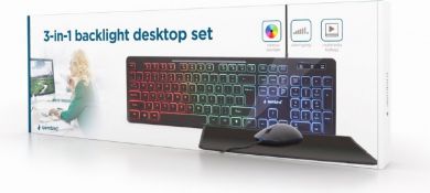 Gembird 3-in-1 set, ENG Spēļu klaviatūra ar vadu, USB, Melna, Ar spēļu peli un paliktni KBS-UML-01 | Elektrika.lv