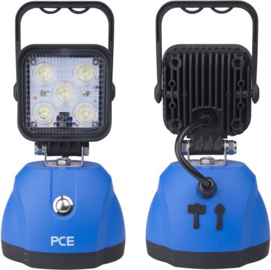 PCE Portable LED Floodlight 5x3W 900Lm IP65 Li-Ion w. magnet blue 450020 | Elektrika.lv