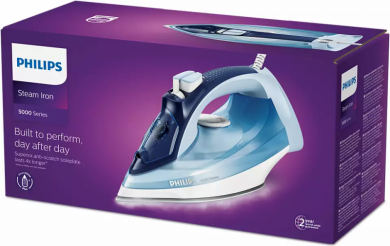 Philips Philips | Iron | DST5030/20 | Steam Iron | 2400 W | Water tank capacity 320 ml | Continuous steam 45 g/min | Steam boost performance 180 g/min | Blue/White DST5030/20