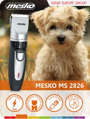 MESKO Mesko | MS 2826 | Hair clipper for pets | Corded/ Cordless | Black/Silver MS 2826