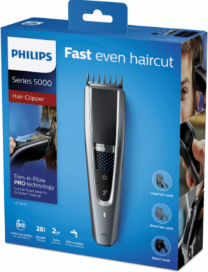 Philips Philips | HC5630/15 | Hair clipper series 5000 | Cordless or corded | Number of length steps 28 | Step precise 1 mm | Black/Grey HC5630/15