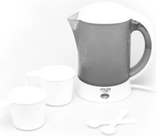 ADLER Travel Kettle AD 1268 Standard, Plastic, White, 600 W, 0.6 L AD 1268 | Elektrika.lv