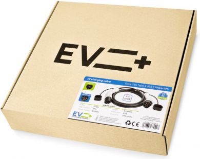 EV+ Charging cable Type 2 - Type 2, 16A 3-phase, 5m, white/black EV-CB-T2-16-3P-W | Elektrika.lv