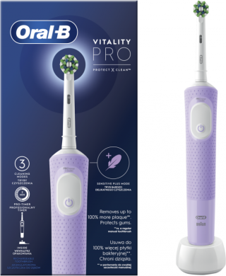 Oral-B Oral-B | Electric Toothbrush | D103 Vitality Pro | Rechargeable | For adults | Number of brush heads included 1 | Number of teeth brushing modes 3 | Lilac Mist D103.413.3 LILAC