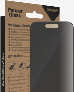 PanzerGlass PanzerGlass | Screen protector | Apple | iPhone 14 Pro | Glass | Black | Ultra-Wide Fit; Easy installation; Privacy Filter; Fingerprint resistant | Privacy P2784