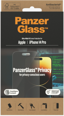 PanzerGlass PanzerGlass | Screen protector | Apple | iPhone 14 Pro | Glass | Black | Ultra-Wide Fit; Easy installation; Privacy Filter; Fingerprint resistant | Privacy P2784
