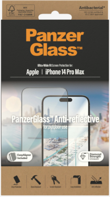 PanzerGlass PanzerGlass | Screen protector | Apple | iPhone 14 Pro Max | Glass | Clear | Ultra-Wide Fit; Easy installation; Privacy Filter; Fingerprint resistant | Anti-Reflective 2790