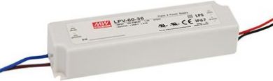 Mean Well Impulsa barošanas bloks LED 12V 5A 60W IP67 LPV-60-12 | Elektrika.lv