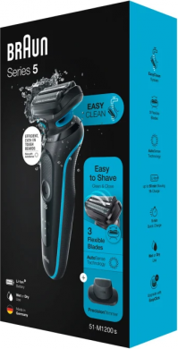 Braun Braun | Shaver | 51-M1200s | Operating time (max) 50 min | Wet & Dry | Black/Mint 51-M1200S