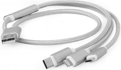 Gembird CABLE USB CHARGING 3IN1 1M/SILV CC-USB2-AM31-1M-S  GEMBIRD CC-USB2-AM31-1M-S | Elektrika.lv
