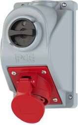 PCE Kontaktligzda v/a 5x32A (3P+N+PE) IP44 COMBO-POL, ar slēdzi ON/OFF sarkana 96062550 | Elektrika.lv