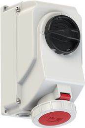 PCE Wall socket outlet 4x32A (3P+PE) IP67 6h IP67, with switch 75242-6 | Elektrika.lv