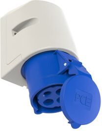 PCE Wall socket outlet 4x32A (3P+PE) 9h 250V IP44 blue 124-9 | Elektrika.lv