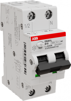 ABB B 10A 30mA УЗО Устройство защитного отключения DS201 B10 AC30 2CSR255080R1105 | Elektrika.lv