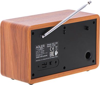 ADLER Adler | AD 1184 | Radio DAB+ Bluetooth | Black/Brown | Alarm function AD 1184