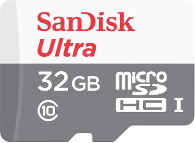 SanDisk Memory card MICRO SDHC 32GB UHS-I, W/Adapt, Grey/White SDSQUNR-032G-GN6TA | Elektrika.lv