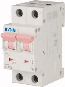 EATON 2P D 2A Miniature circuit breaker (MCB) PL7-D2/2 263366 | Elektrika.lv