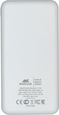Rivacase Lādētājs-akumulators (Power Bank) VA2532, 10000mAh, 18W, balts VA2532WHITE | Elektrika.lv