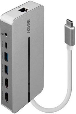 Lindy I/O DOCKING STATION USB-C/MINI DUAL 4K 43360 LINDY 43360 | Elektrika.lv