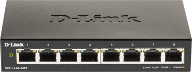 D-Link D-Link | Smart Gigabit Ethernet Switch | DGS-1100-08V2 | Managed | Desktop | 1 Gbps (RJ-45) ports quantity | SFP ports quantity | Combo ports quantity | PoE ports quantity | PoE+ ports quantity | Power supply type External | 24 month(s) DGS-1100-08V2/E