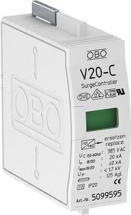 Obo Bettermann Вставка разрядника для защиты от перенапряжений, 150 В, 1-полюсная, V20-C 0-150 5096707 | Elektrika.lv
