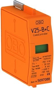 Obo Bettermann Combination arrestor upper part 280 V, 1-pole, V25-B+C 0-280 5097053 | Elektrika.lv