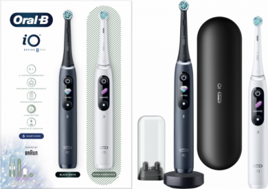 Oral-B Oral-B | iO8 Series Duo | Electric Toothbrush | Rechargeable | For adults | ml | Number of heads | Black Onyx/White | Number of brush heads included 2 | Number of teeth brushing modes 6 IO8 DUO BLACK ONYX/W
