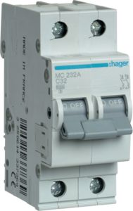 Hager 2P 6kA C-32A 2M Automātslēdzis MC232A | Elektrika.lv