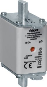 Hager NH fuse NH00 gG 500V 160A central indi. LNH0160M | Elektrika.lv