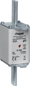 Hager NH fuse NH2C gG 500V 63A central indic. LNH2063M | Elektrika.lv