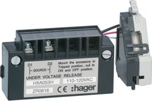 Hager UVR delayed 110-120VAC (x/P 160-x/P 250) HXA053H | Elektrika.lv