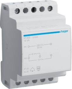 Hager Bell transformer 16VA 230V 8-12V ST305 | Elektrika.lv