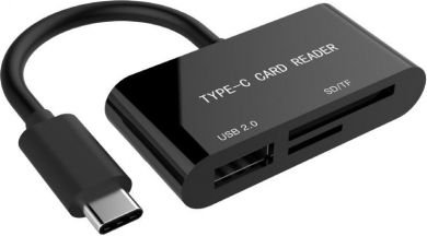 Gembird Memory card reader USB-C SD/COMBO, black UHB-CR3-02 | Elektrika.lv