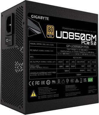 Gigabyte Power Supply GIGABYTE 850 Watts Efficiency 80 PLUS GOLD PFC Active MTBF 100000 hours GP-UD850GMPG5 GP-UD850GMPG5 | Elektrika.lv