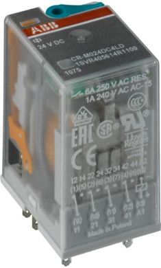 ABB CR-M024DC2L Pluggable interface relay 2c/o, A1-A2= 24VDC, 250V/12A, LED 1SVR405611R1100 | Elektrika.lv